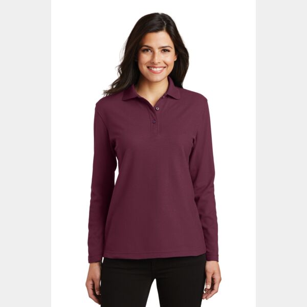 Ladies Silk Touch™ Long Sleeve Polo Thumbnail